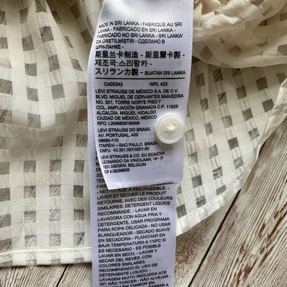 Levi’s Windowpane Delilah Wrap Puff Sleeve Top White Size S - Picture 12 of 14